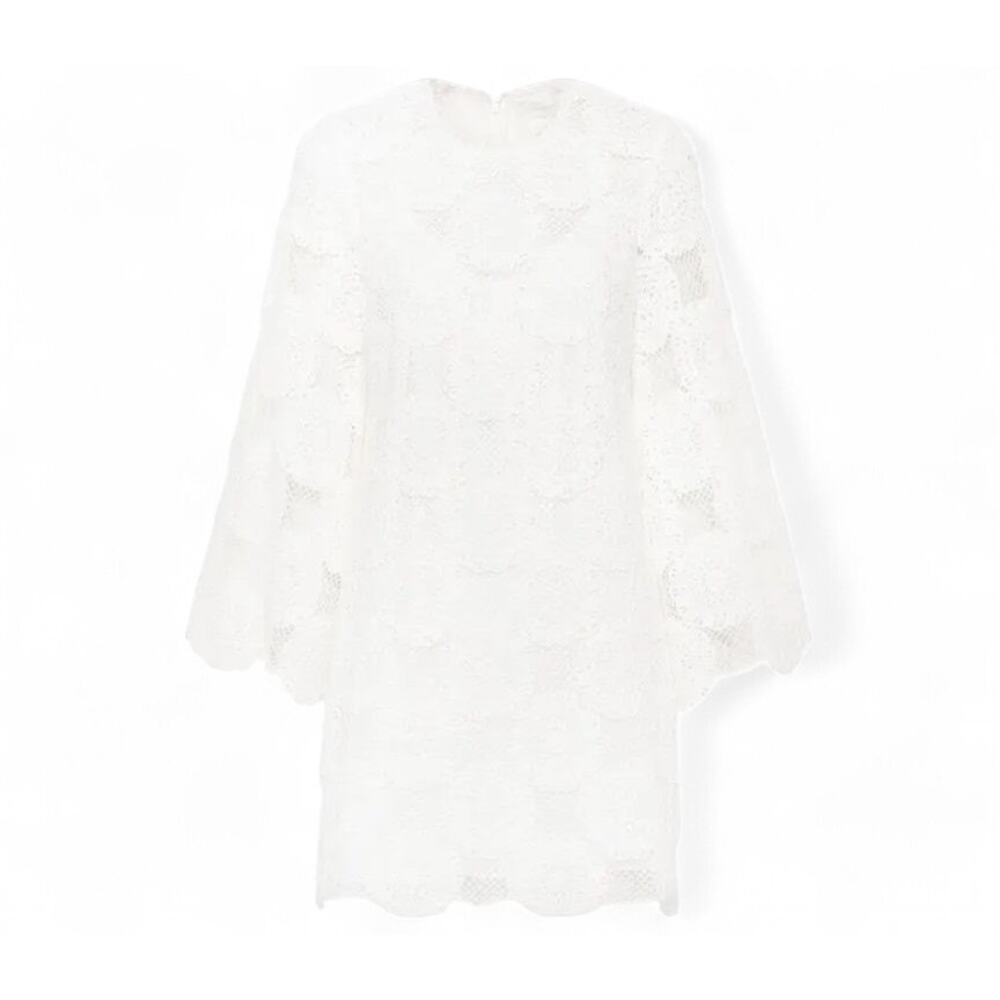 Zimmermann Junie Ivory Cotton Lace Crochet Mini Dress Cottagecore Sz 3 / 10 / L - Picture 7 of 9